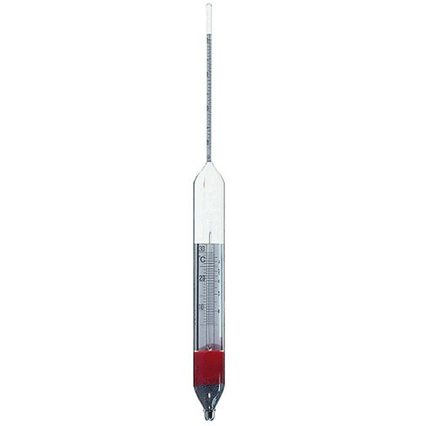 Aerometri Baumè, con termometro, scala 0-10-0