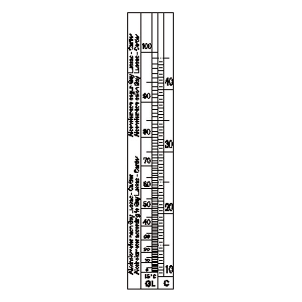 Alcoolometro di Gay Lussac, con termometro div 1/1 -0