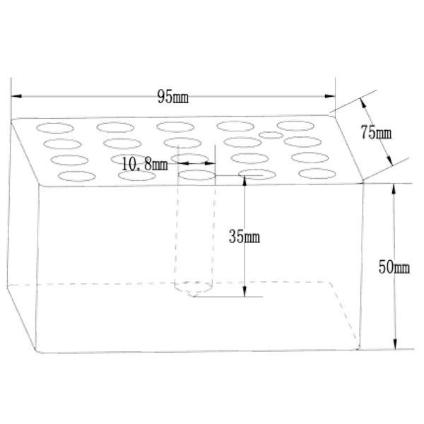 Blocco alluminio 20 fori per provette 10 mm-0