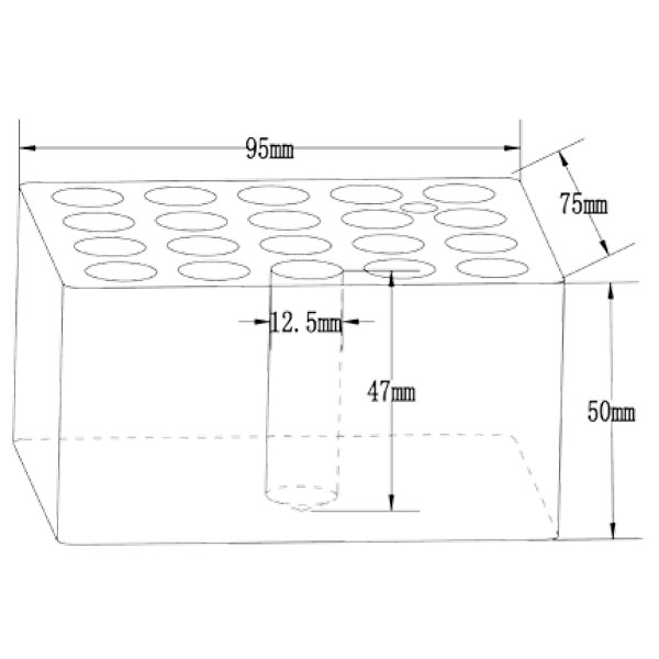 Blocco alluminio 20 fori per provette 12 mm-0