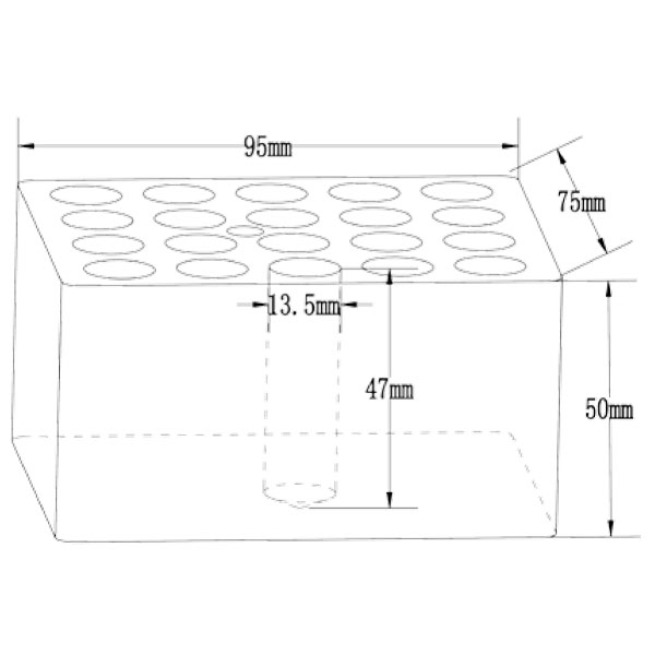 Blocco alluminio 20 fori per provette 13 mm-0