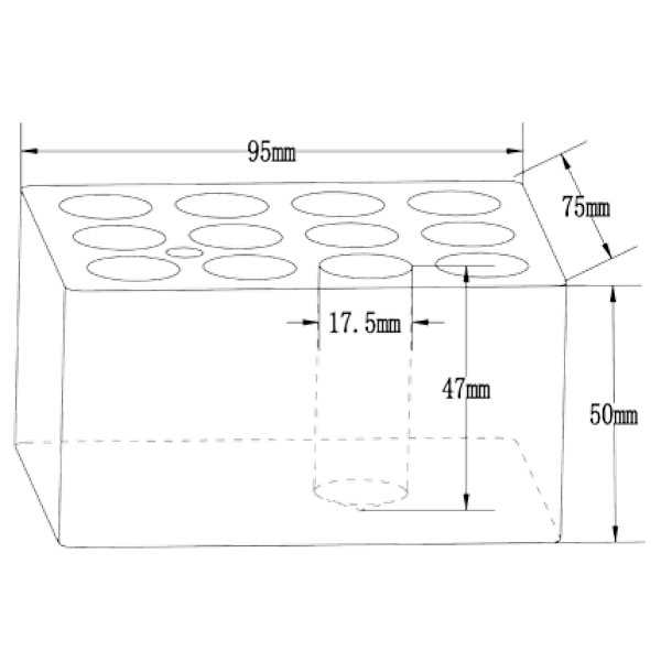 Blocco alluminio 12 fori per provette 16/17 mm-0