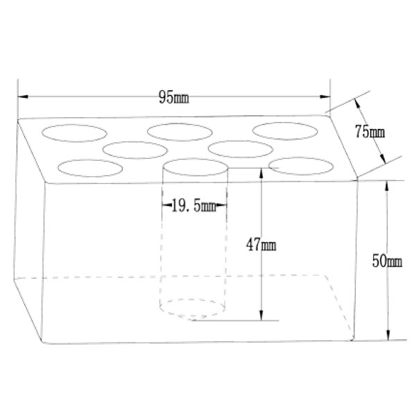 Blocco alluminio 8 fori per provette 19 mm-0