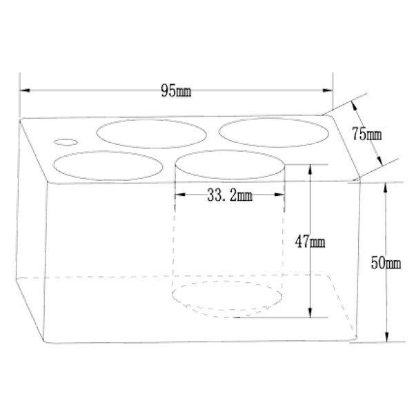 Blocco alluminio 4 fori per provette 33 mm-0