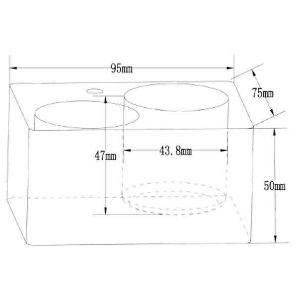 Blocco alluminio 2 fori per provette 50 ml fondo piatto-0