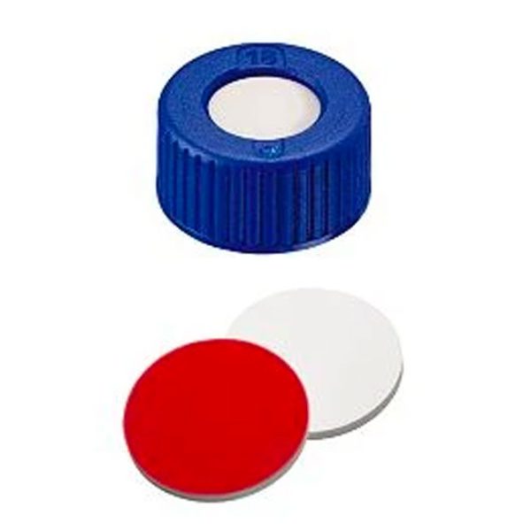 Tappi a vite ND9 blu preassemblati Silicone bianco/PTFE rosso-0