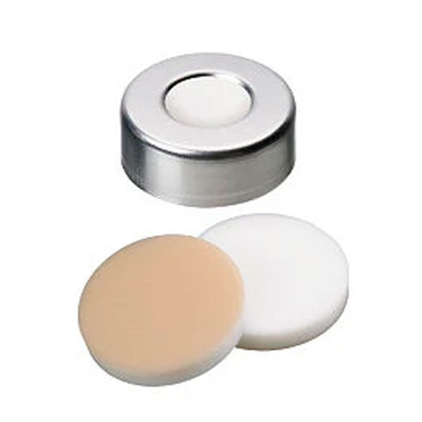 Tappo a crimpare in alluminio ND20, setti in Silicone bianco/PTFE beige-0